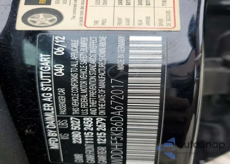 2013 Mercedes-Benz E 350 из США, поврежденный, VIN WDDHF5KB6DA672017